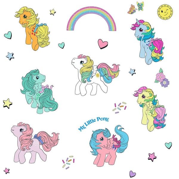 26-Pieces 18 in. x 34.75 in. Multi-Colored My Little Pony Retro Characters Wall Decals