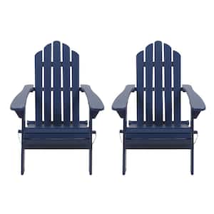 Cytheria Navy Blue Folding Wood Adirondack Chair (2-Pack)