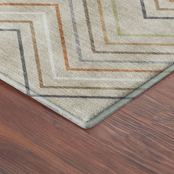Mayfield Premium Machine Washable Abstract AMF2392 Beige 9 ft. x 12 ft. Area Rug