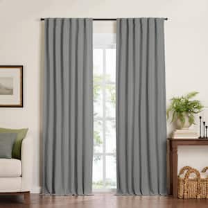 Harrow Dark Gray Polyester Blend Solid 52 in. W x 95 in. L Rod Pocket/Back-Tab Indoor Blackout Curtain (Single Panel)