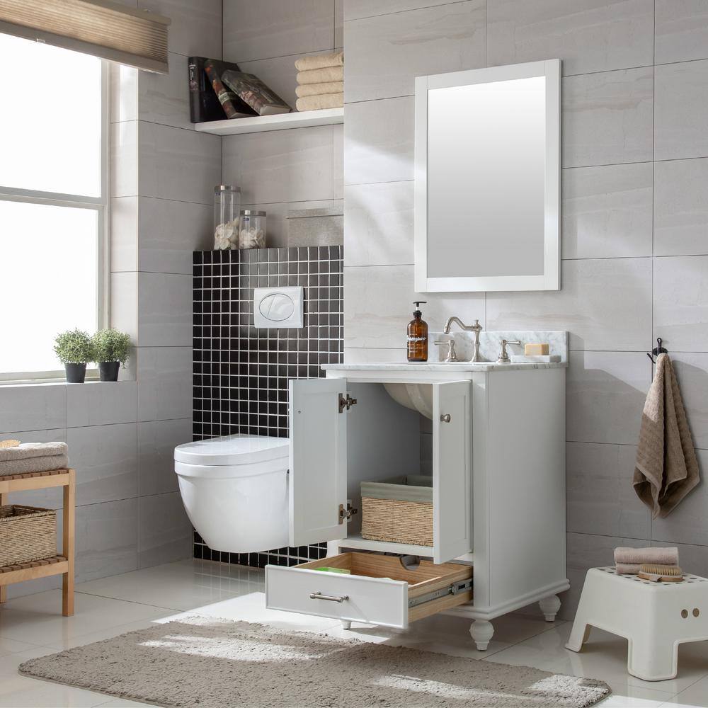 Melissa 24" Grain White Single Vanity with Carrara White Top
