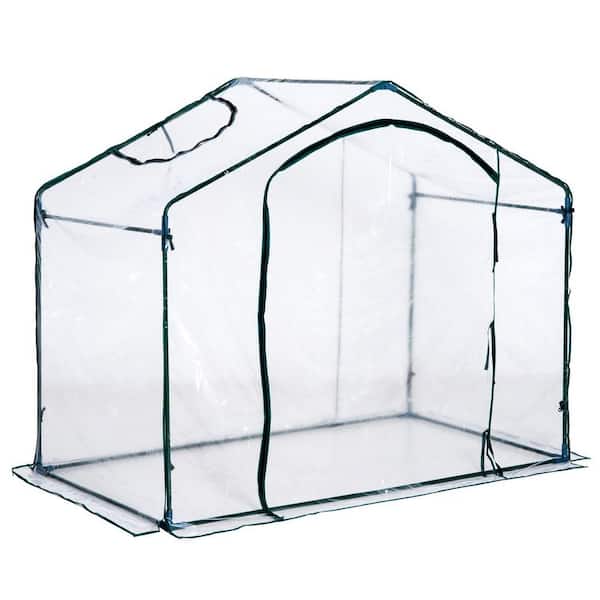 Outsunny 6' x 3.5' x 5' Outdoor Walk-in Tunnel Greenhouse with Roll-Up Window & PVC Weather Cover Zippered Door 