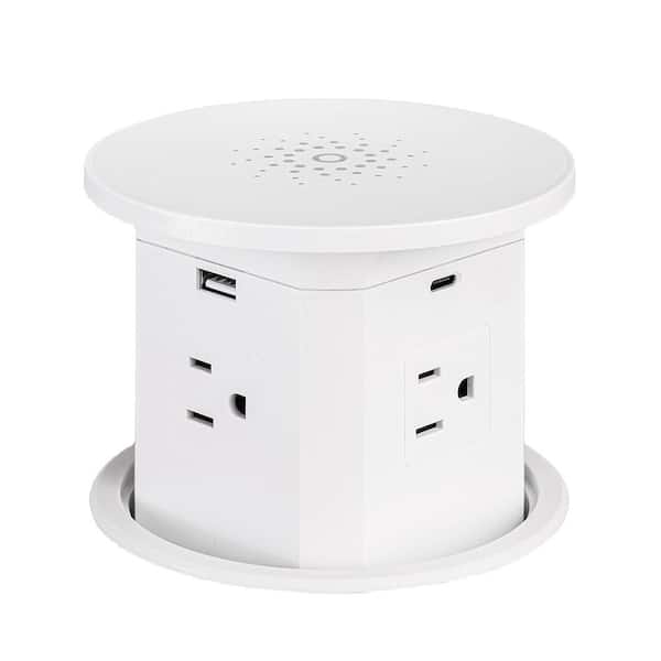 4. 4in Pop Up Outlet with 65W USB C 4 Outlets 4 USB Wireless Charging Station for Kitchen Office 6ft Cord