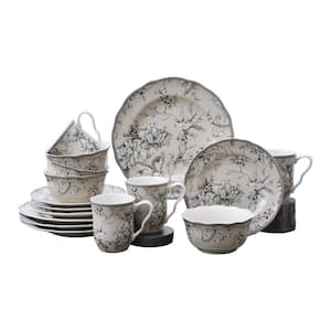 Adelaide 16-Piece Traditional Antique White Porcelain Dinnerware Set (Service for 4)