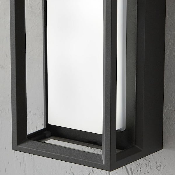 Home Decorators Collection - Rockwood 14.93 in. Black Modern Integrated LED Color Changing Outdoor Wall Light Sconce (1-Pack) Powered by Hubspace