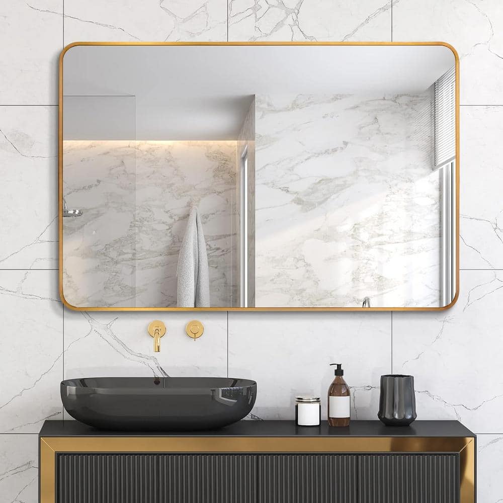 30 in. W x 40 in. H Large Rectangular Aluminium Framed Dimmable Wall Bathro