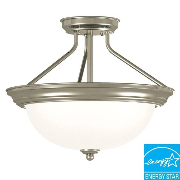 Kenroy Home Triomphe 2-Light 13 in. Brushed Steel Semi Flush-DISCONTINUED