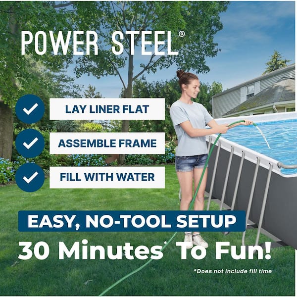 Bestway - Power Steel 31 ft. 4 in. x 16 ft. Rectangular 52 in. Deep Above Ground Pool Set