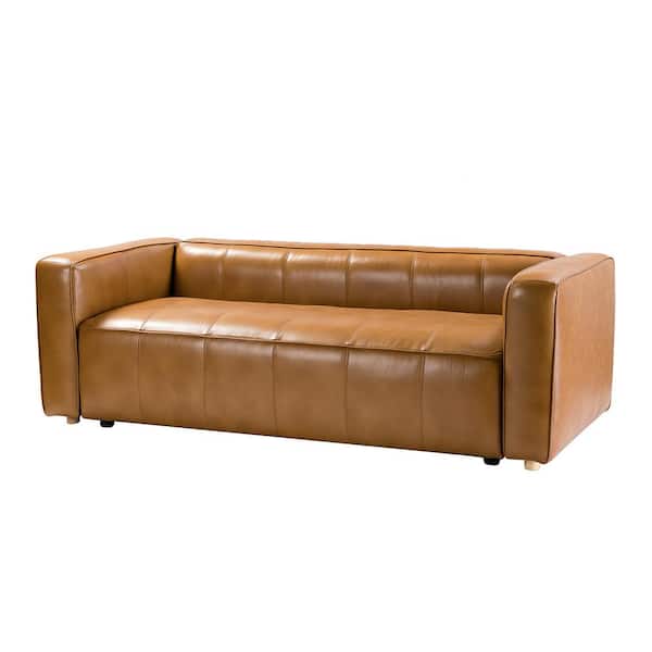 Emilio Comfy 80 In Camel Sofa, 80 Leather Sofa