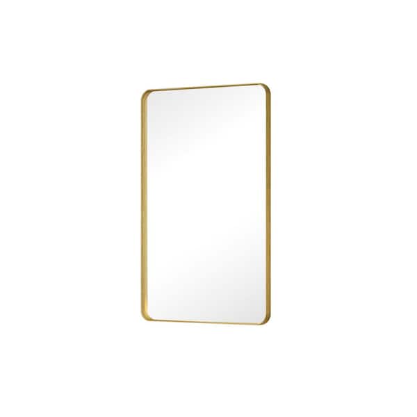 HOMLUX HOMLUX 36 in. W x 24 in. H Rectangle Framed Wall Bathroom Vanity Mirror in Gold Decorative Modern Rust-Resistant