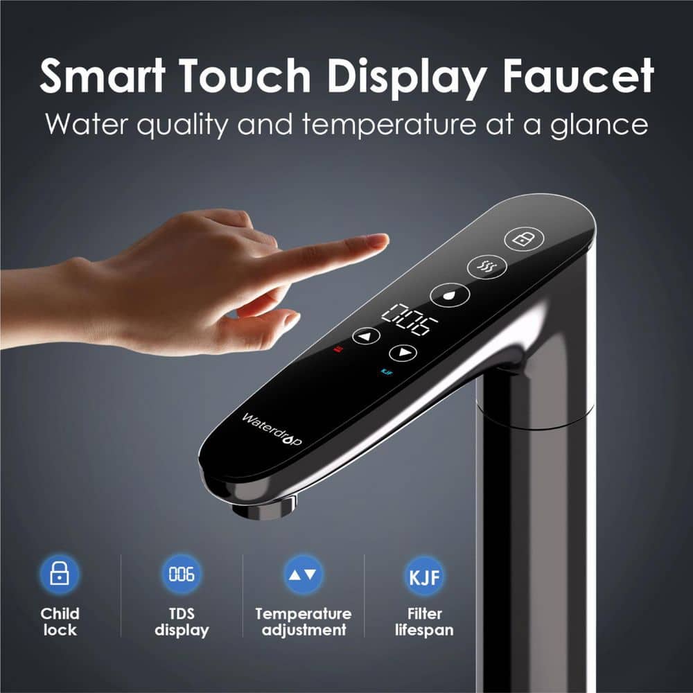 Waterdrop White Stainless Steel Reverse Osmosis System with Smart Faucet