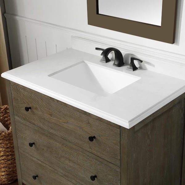 Martha Stewart Living Willow 36 In Bath Vanity Cerused Walnut With Cultured Marble Top White Basin 15vva Will36 11 The Home Depot - 36 In White Single Sink Bathroom Vanity With Cultured Marble Top