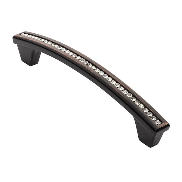 Wisdom Stone Portofino 3-3/4 in. Oil Rubbed Bronze with Clear Crystal Cabinet Pull