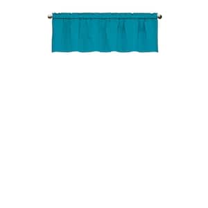 Kids Microfiber Thermaback Rich Teal Solid Polyester 42 in. W x 18 in. L Blackout Single Rod Pocket Valance