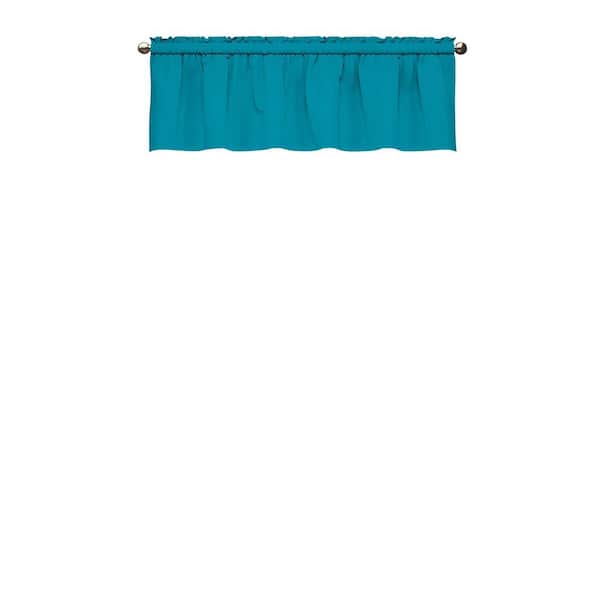 Eclipse Kids Microfiber Thermaback Rich Teal Solid Polyester 42 in. W x 18 in. L Blackout Single Rod Pocket Valance