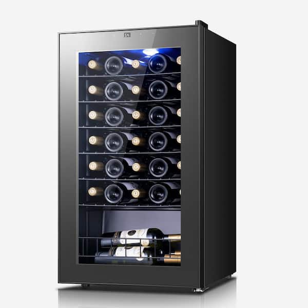 18.8 in. W 32-Bottle Freestanding Compressor Wine Cooler Refrigerator Fridge Cellar Cooling Unit in Stainless Steel
