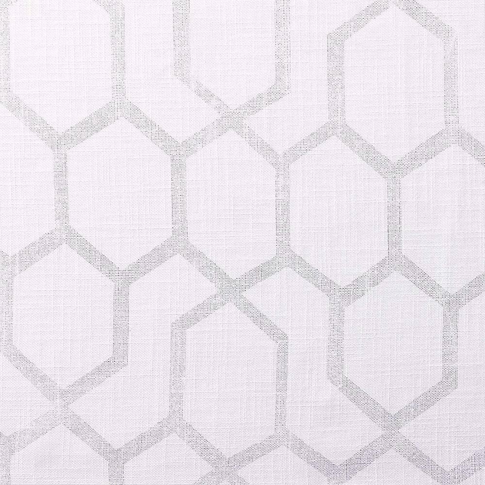 Panza Silver Geometric Sheer Grommet Top Curtain Panels