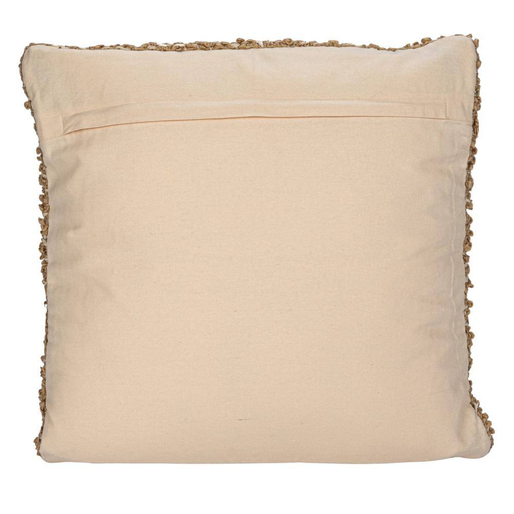 Tan Woven Cotton Blend Bouclé Square Pillow