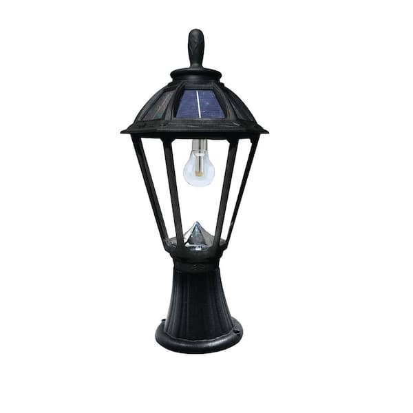 GAMA SONIC Polaris Solar 1-Light Black Outdoor Solar Warm White LED Post Light with Pier Base or Wall Sconce Mounting Options