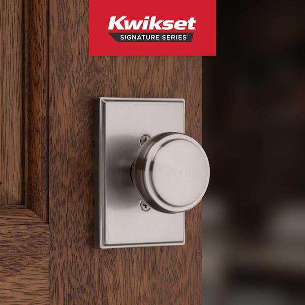 Sora Satin Nickel Rectangle Half Dummy 2.19 in Round Door Knob with Microban Antimicrobial Technology