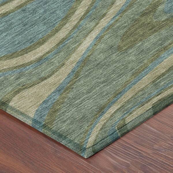 Chantille Machine Washable Indoor/Outdoor Abstract ACN2493 Basil 9 ft. x 12 ft. Area Rug