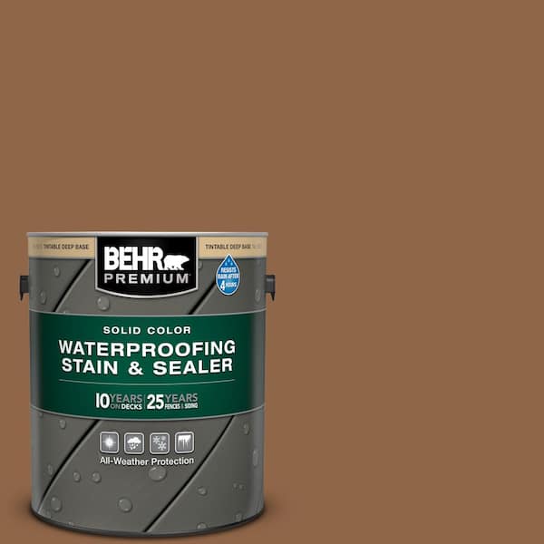 BEHR PREMIUM 1 gal. #SC-115 Antique Brass Solid Color Waterproofing Exterior Wood Stain and Sealer