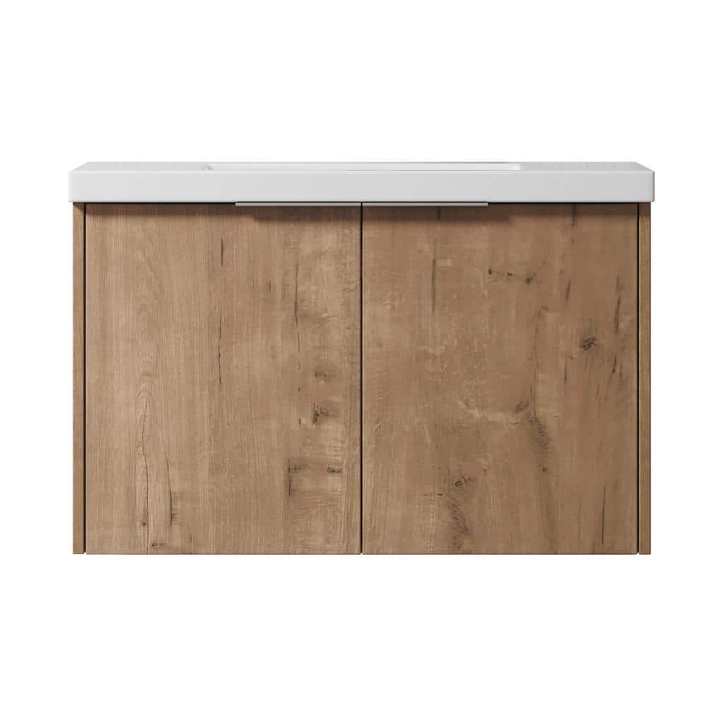29-1/2 in. W x 18-1/8 in. D x 19-5/16 in. H Bath Vanity in Imitative Oak with White Resin Basin price history on PriceWatchPro