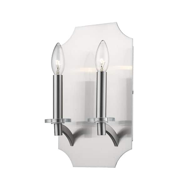Unbranded Zander 13 in. 2-Light Brushed Nickel Wall Sconce Light with No Bulbs Included