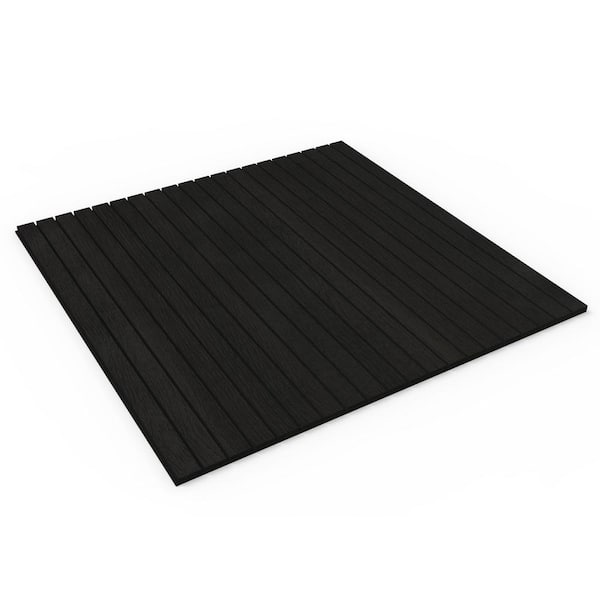 sunwings Black 2/5 in. x 1.96 ft. x 1.96 ft. Wood Slat Acoustic Panels 3D Decorative Wall Paneling (31 sq. ft./Case)