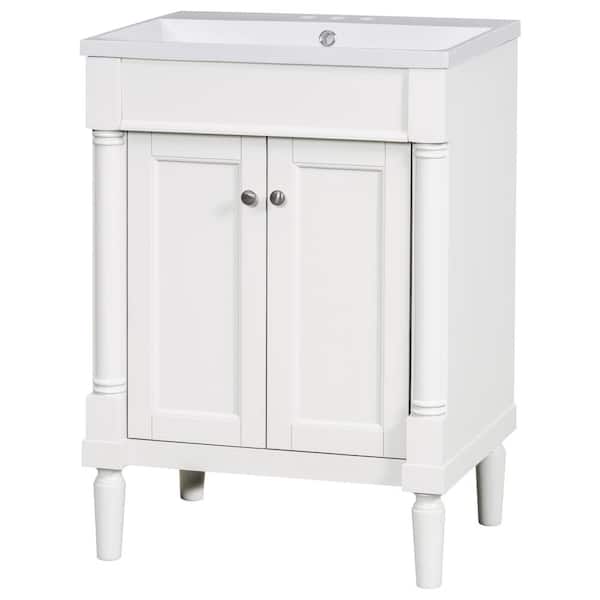 COWLOWN 24.00 in. W x 18 in. D x 34.00 in. H Freestanding Bath Vanity in White with White Ceramic Top