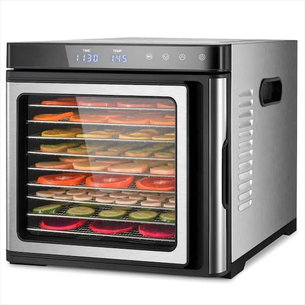 9-Tray Stainless Steel Jerky Dehydrator, 1000W Food Dryer with Adjustable Timer and Temperature, Silver