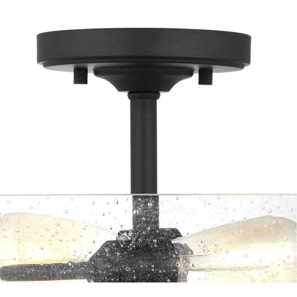 Midnight Black Nickel 2-Light Semi-Flush Mount with Clear Glass