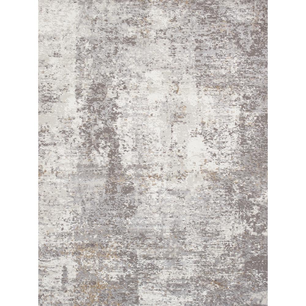 Stella Light Gray Abstract Rectangular 8' x 10' Viscose Area Rug