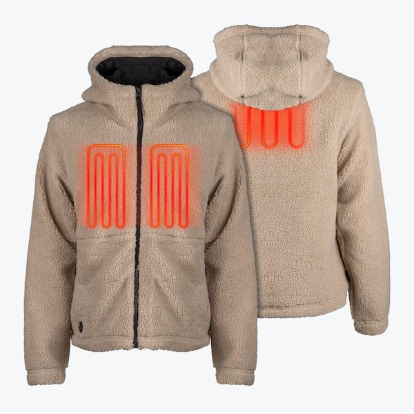 Women's XL Full Zip Sherpa Heated Hoodie 7. 4V Coffee