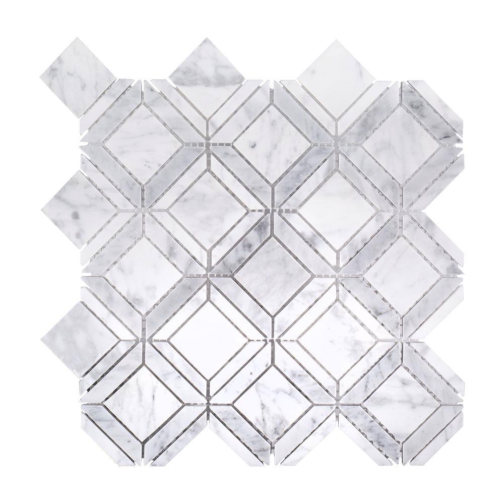 Jeff Lewis Carlyle Carrara White 11125 In X 11125 In Geometric Marble Wall And Floor Mosaic Tile 0859 Sq Ft Each 98478 The Home Depot Jeff Lewis Carlyle Carrara White 11125 In X 11125 In Geometric Marble Wall And Floor Mosaic Tile 0859 Sq Ft Each 98478 The Home Depot