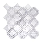 Carlyle Carrara White 11.125 in. x 11.125 in. Geometric Marble Wall and Floor Mosaic Tile (0.859 sq. ft./Each)