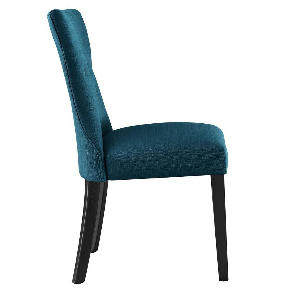 Azure Elegance High-Back Upholstered Wood Side Chair