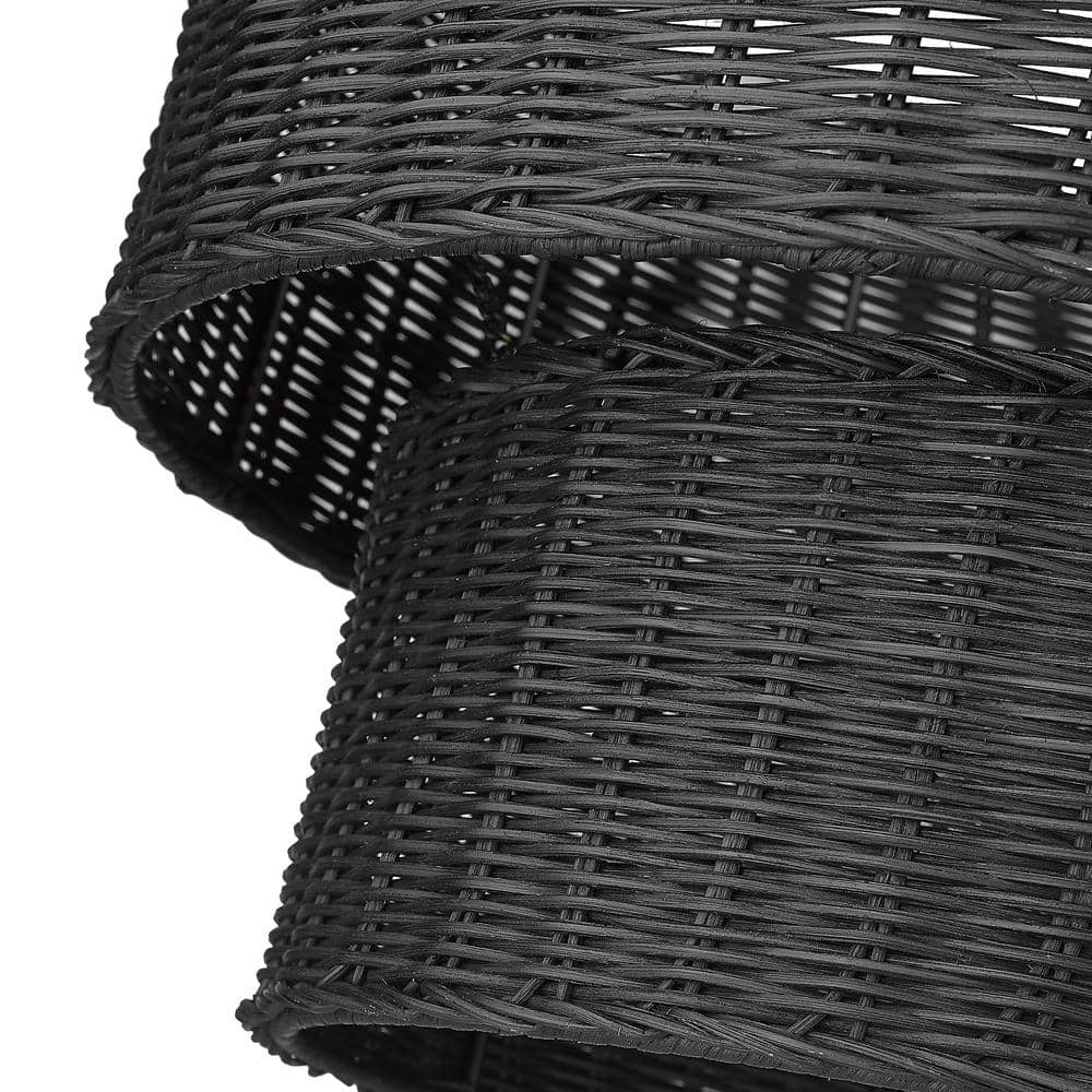 Matte Black Wicker 6-Light Chandelier