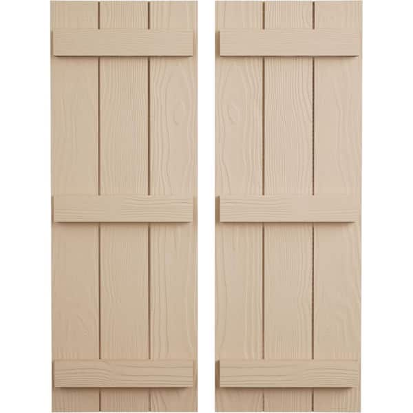 Ekena Millwork 16.5 in. x 82 in. Timberthane Polyurethane 3-Board Joined Board-n-Batten Sandblasted Faux Wood Shutters Pair