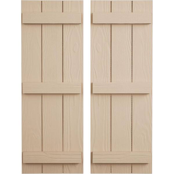 Ekena Millwork 16.5 in. x 88 in. Timberthane Polyurethane 3-Board Joined Board-n-Batten Sandblasted Faux Wood Shutters Pair