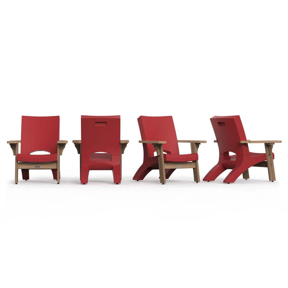Red and Brown Cedar Resin 3-Piece Patio Conversation Set