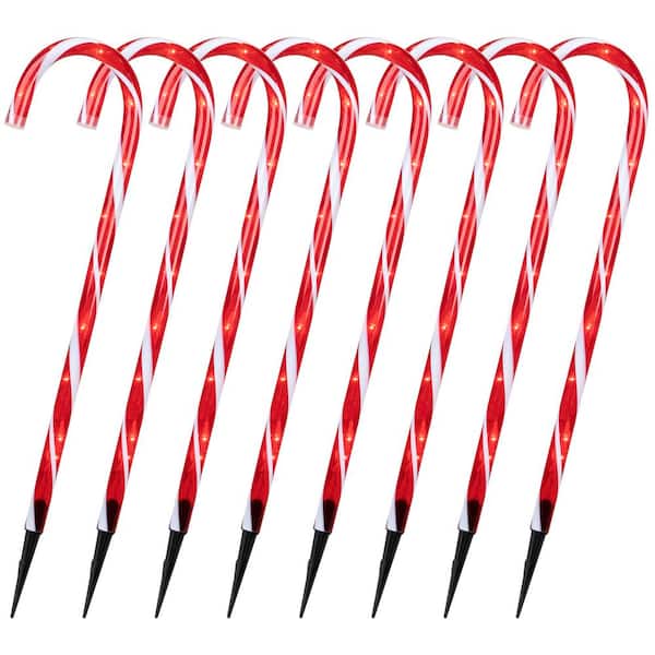 Candy Cane 8 Function Outdoor Christmas Pathway Lights-(Set of 8)