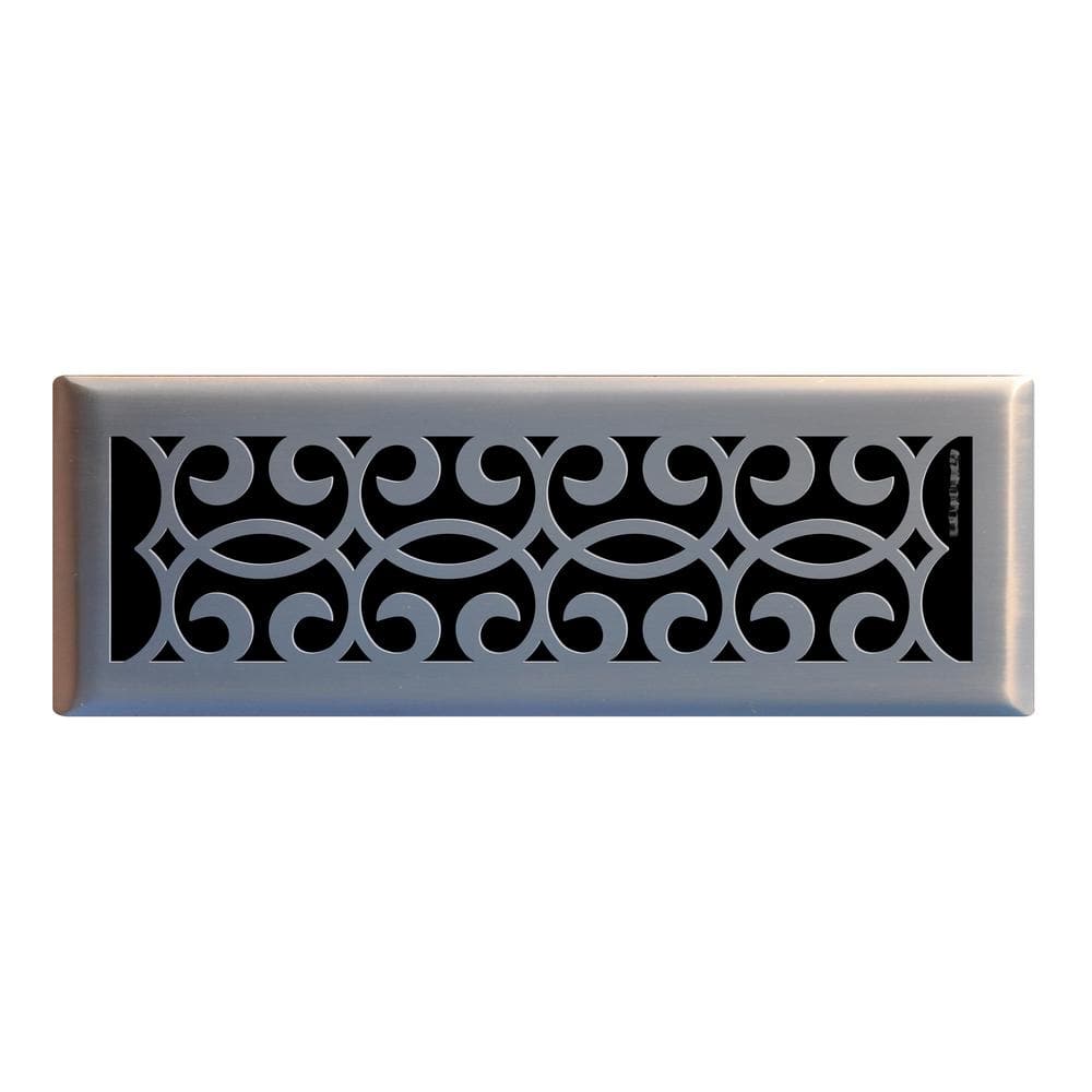 Classic Scroll 4 in. x 14 in. Steel Floor Register in Brushed Nickel price history on PriceWatchPro