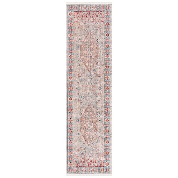 Kenitra 2 ft. x 10 ft. Gray/Blue Distressed Medallion Runner Rug
