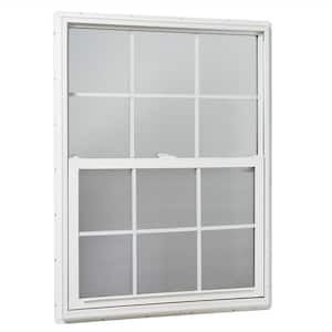 35.25 in. x 47.25 in. Single Hung Vinyl Window Insulated with Grids, White