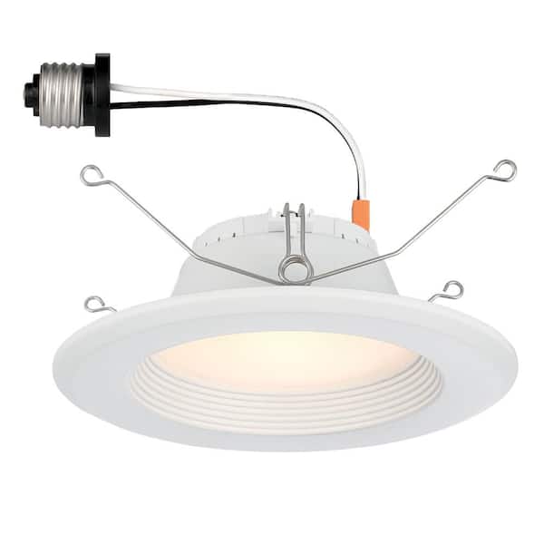 EcoSmart 5 in. and 6 in. White Integrated LED Recessed Baffle Retrofit Trim (6-Pack)