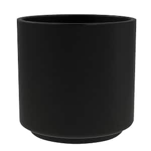 13 in. Matte Black Cylinder Ceramic Planter