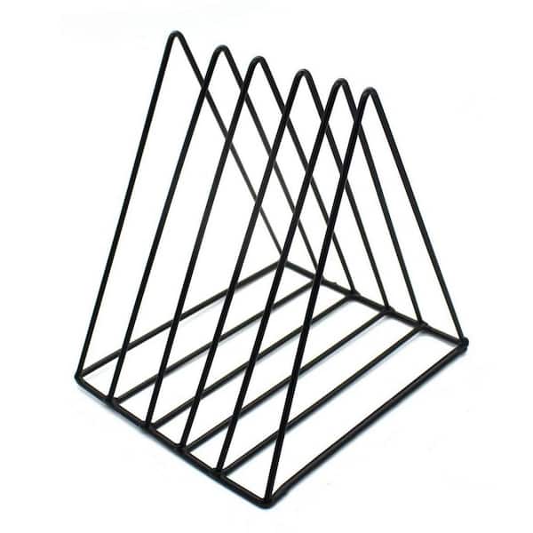 Black 7.08 in. x 7.08 in. Metal 5 Slot Freestanding Magazine Rack ...