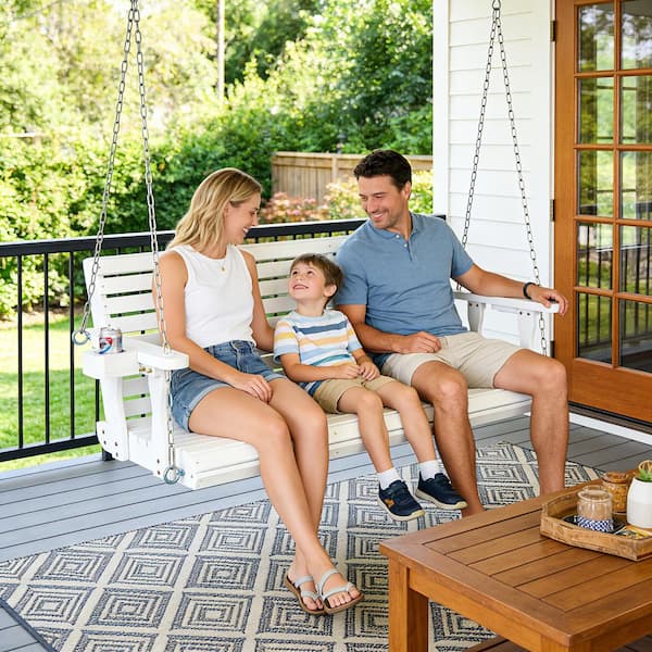 Fortune Candy 5 ft. Extra Large Wooden Porch Swing 3-Seater with