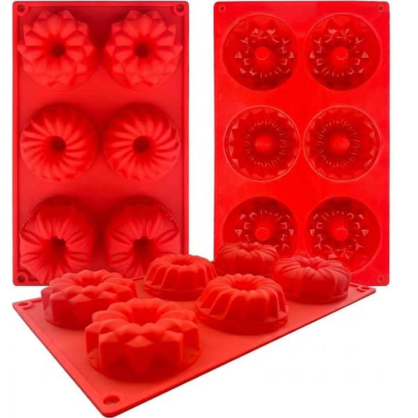 6-Cavity Silicone Mini Cake Pan Set Nonstick Fluted Tube Molds for Baking Cupcake Doughnut Muffin Brownie